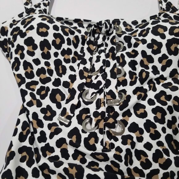 Michael Kors Leopard-Print Lace-Up One-Piece Swimsuit - Picture 6 of 10
